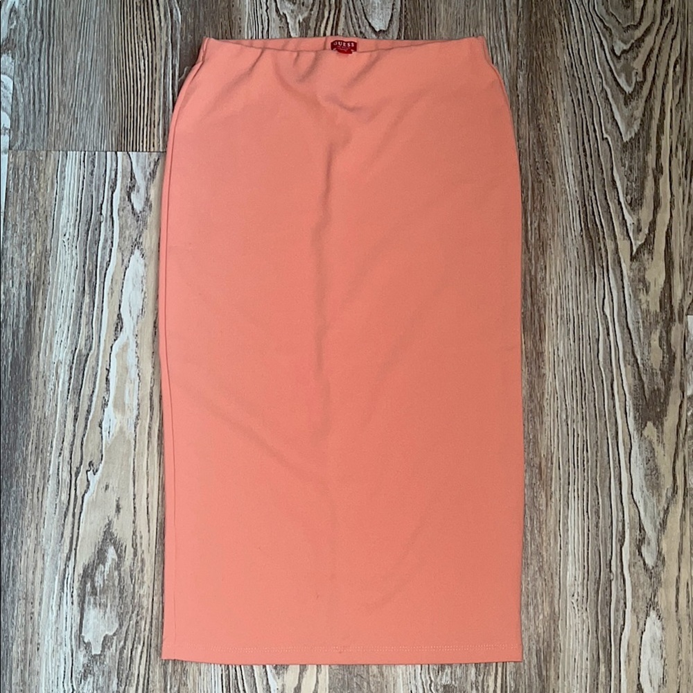 Elegant Peach Midi Pencil Skirt